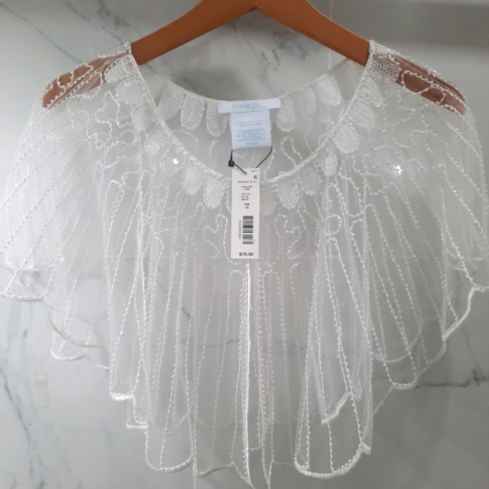 Shawl WHITE BEADED AND TULL Southern Living NWT